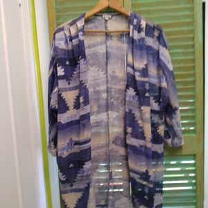 Lightweight  Long Cardigan Aztec pattern